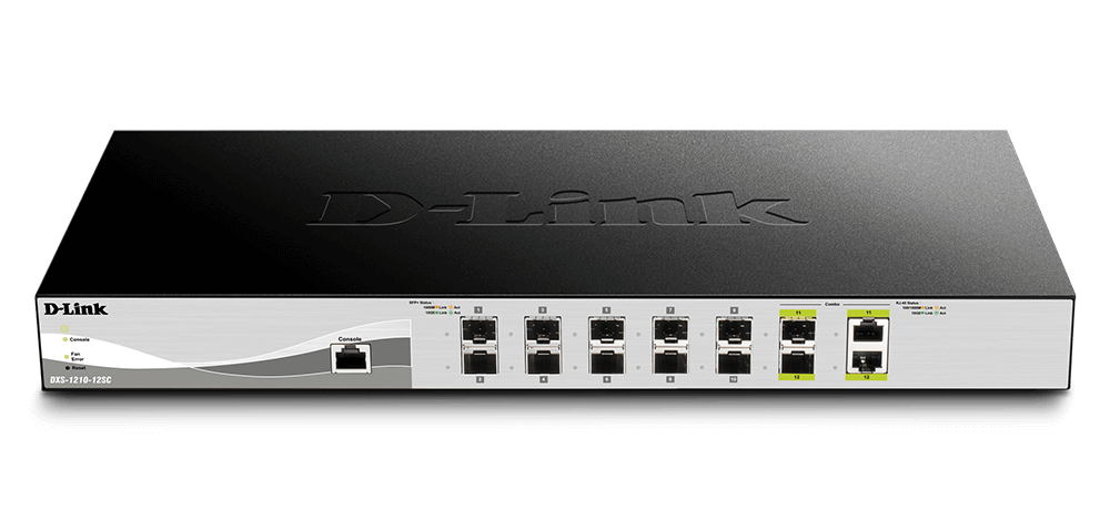 DXS-1210-12SC 12-Port 10 Gigabit WebSmart Switch with 12 SFP+ Ports and 2 10GBase-T (Combo) ports