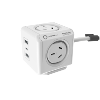 [011.165.4080] PowerCube 4 Power Outlet 2 USB A and 1 USB C 20W charging outlets | 1.5m White