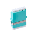 015.002.0072 LC OM3 / OM4 Multimode Through Coupler Flangeless Quad Ceramic Sleeve | Aqua