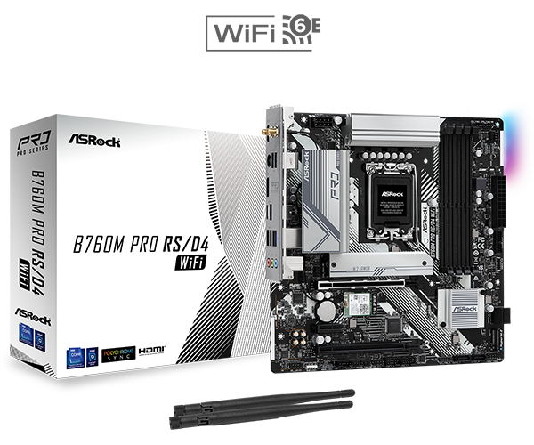 [B760M PRO RS/D4 WIFI] B760M Pro RS/D4 WiFi LGA1700 DDR4 Micro ATX Motherboard