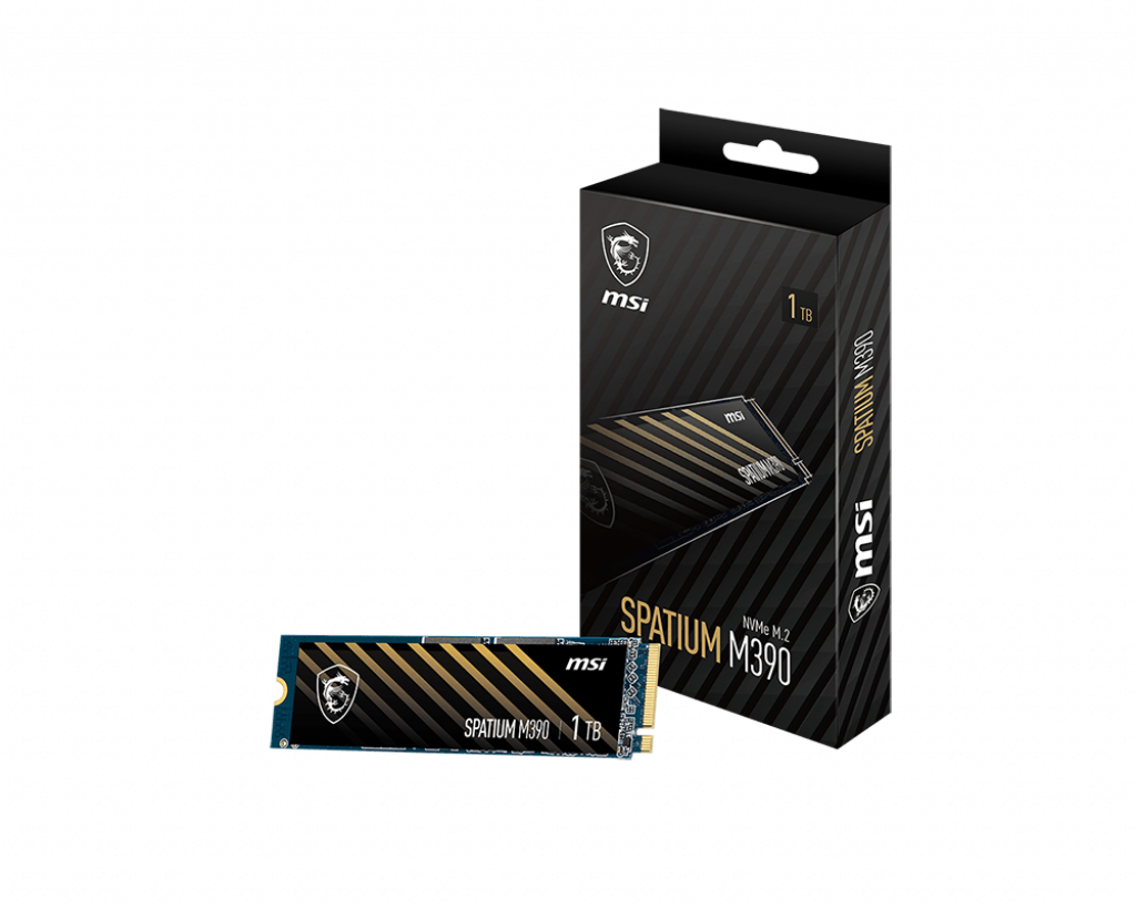 4719072875664 MSI SPATIUM M390 NVMe M.2 SSD 1TB, 3300 MB/s Read, 3000 MB/s Write, PCI-E 3.0, 400 TBW, 5 Year Warranty