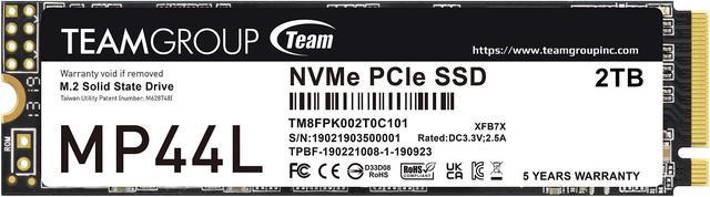 TM8FPK002T0C101 TEAMGROUP MP44L 2TB SLC Cache NVMe 1.4 PCIe Gen 4x4 M.2 2280 Laptop&Desktop SSD (R/W Speed up to 4,800/4,400MB/s)