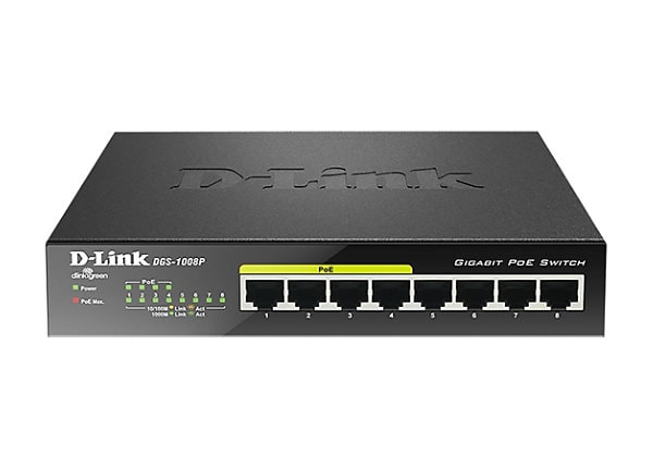 DGS-1008P 8-Port 10/100/1000Mbps Unmanaged Switch with PoE