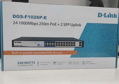 [DGS-F1026P-E] 26-Port Gigabit PoE Switch with 24 PoE+ Ports (8 Long Reach 250m) and 2 Uplinks with Combo SFP. PoE budget 250W.