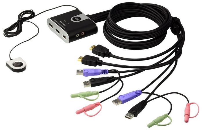 CS692-AT 2 Port USB 2.0 HDMI / Audio Cable KVM Switch Support HDCP, Video DynaSyna, Mouse emulation, Keyboard emulation - [ OLD SKU: CS-692 ]
