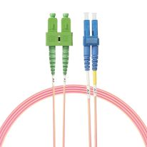 [FL.OS1LCSCAPC5MP] 5m LC-SC/APC OS1 / OS2 Singlemode Fibre Optic Duplex Cable. Salmon Pink