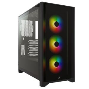CC-9011204-WW Corsair iCUE 4000X RGB Tempered Glass Mid-Tower Case, Black