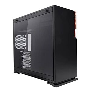 In 101-BLACK Win 101 Black ATX Case Window Tempered Glass Red LED No PSU