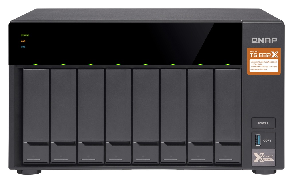 [TS-832X-2G] TS-832X-2G QNAP  8 Bay Diskless NAS Alpine AL-324 Quad Core 1.7GHz CPU 2GB RAM