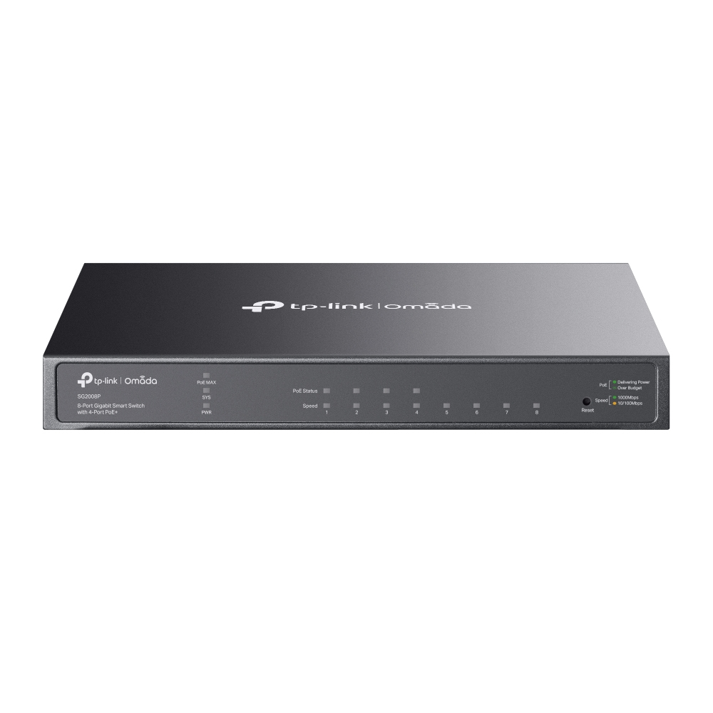 [SG2008P] SG2008P TP-Link  JetStream 8-Port Gigabit Smart Switch with 4-Port PoE+ Fanless Support Omada SDN, 802.1p CoS/DSCP QOS and IGMP Snooping