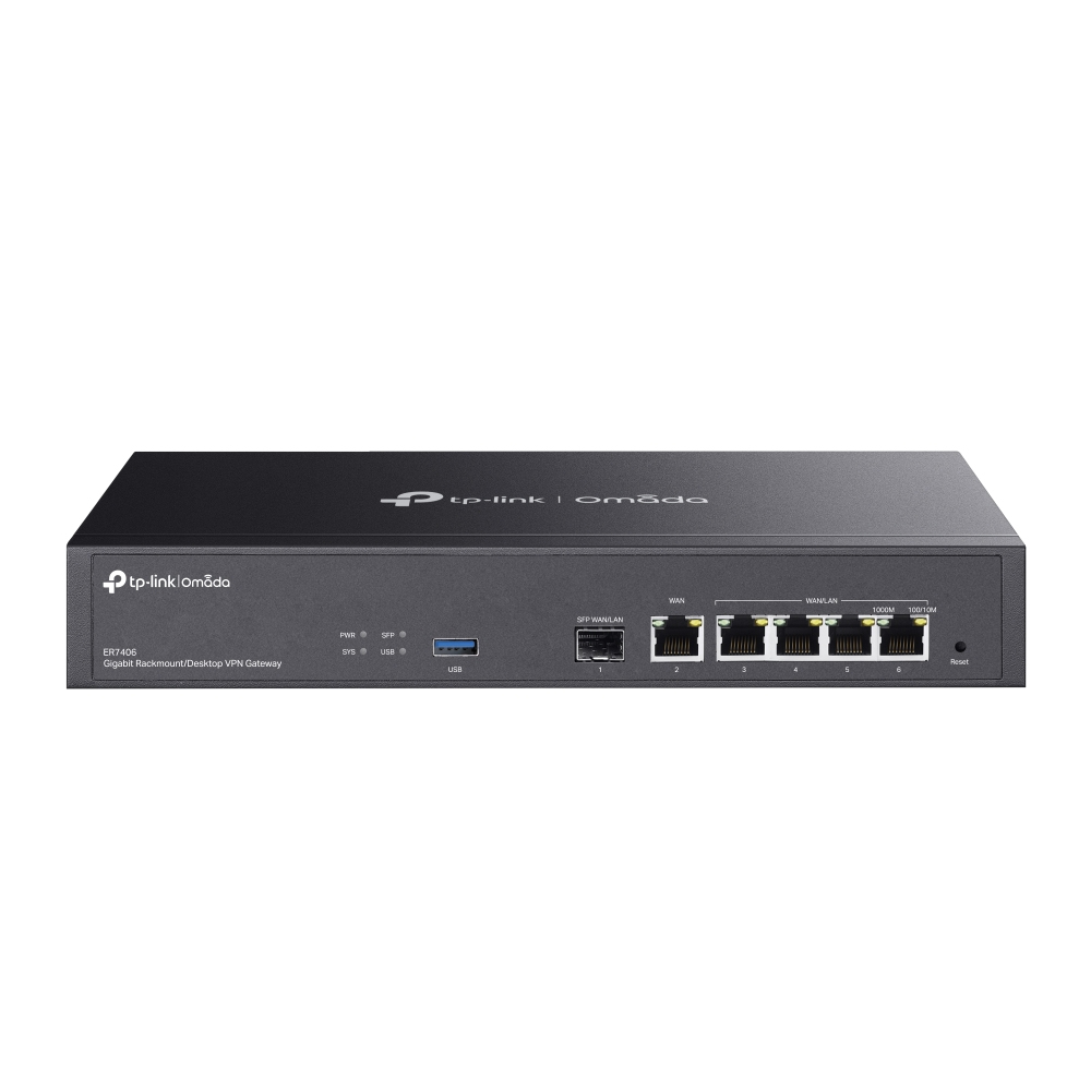 [ER7406] ER7406 TP-Link  Omada Gigabit Rackmount/Desktop VPN Gateway, 1x Gigabit SFP WLAN/LAN, 5x Gigabit RJ45, 1x USB3.0, Load Balance, High Security VPN