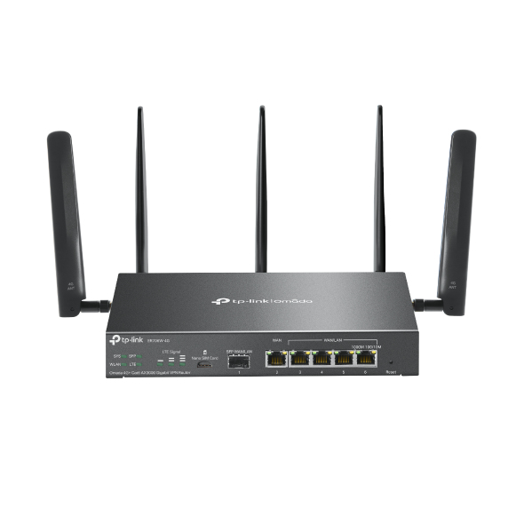 [ER706W-4G] ER706W-4G TP-Link  Omada 4G+ Cat6 AX3000 Gigabit VPN Router, 4G+, Dual Band Wi-fi 6, 6 Gigabit Ports (5 RJ45+1 SFP), 5 High-Gain Detach Ant.