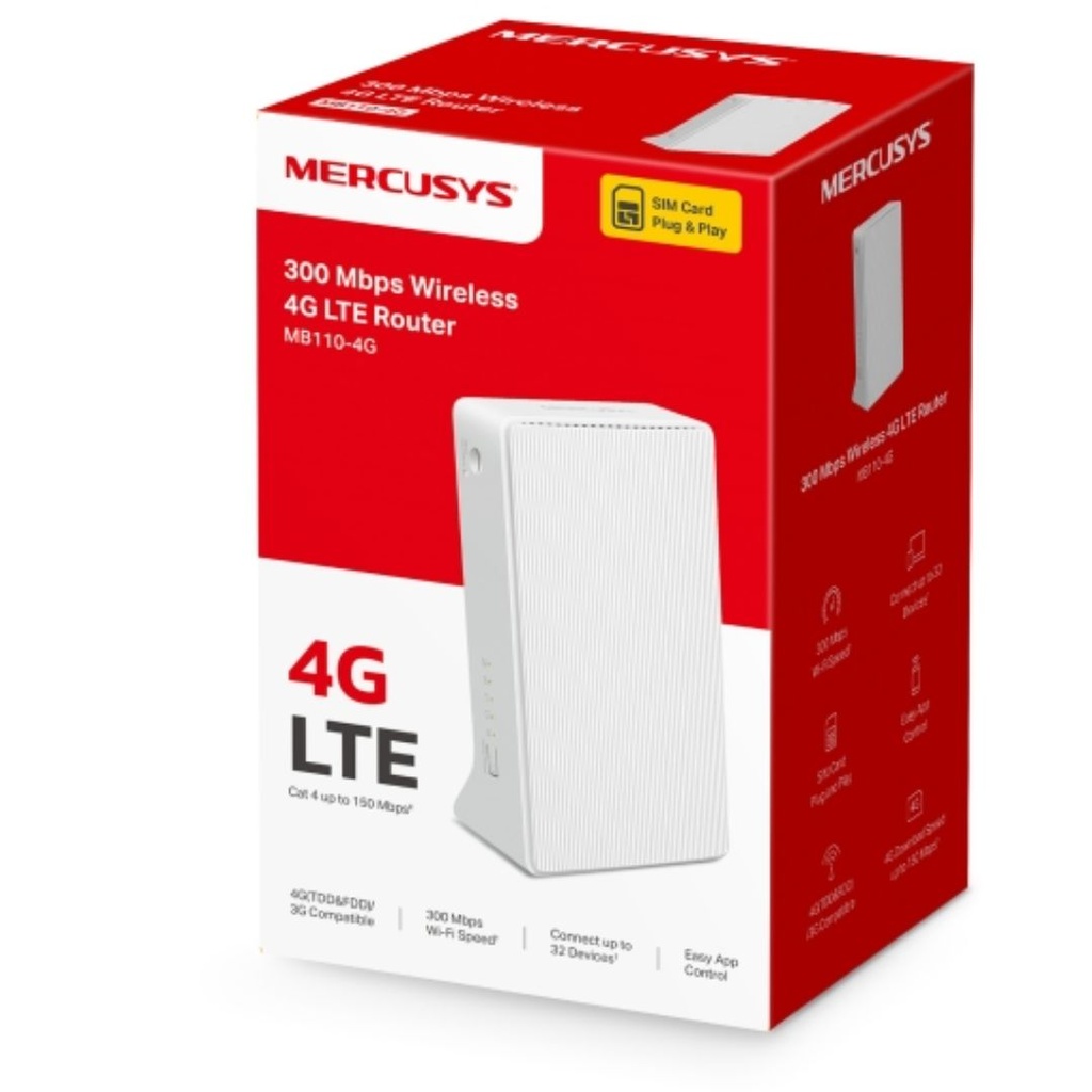 [MB110-4G] MB110-4G Mercusys  300 Mbps Wireless N 4G LTE Router,4G/3G Compatible,  WAN/LAN