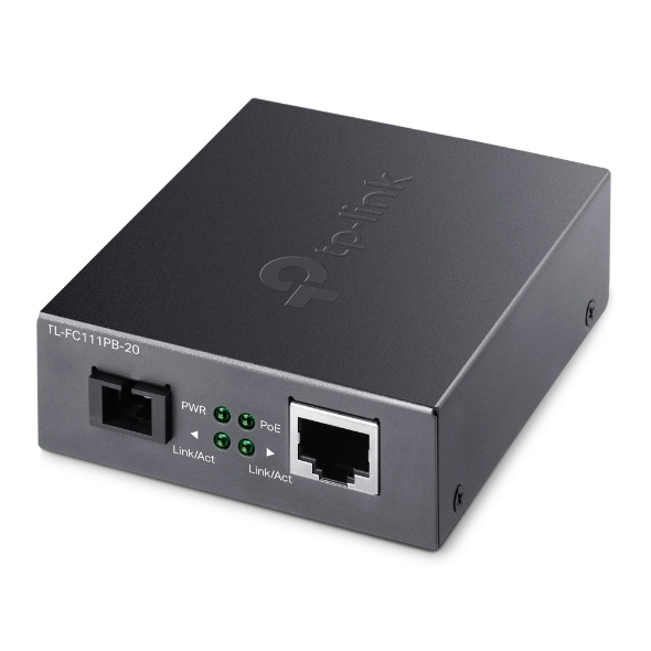 [FC111PB-20] FC111PB-20 TP-Link TL- 10/100Mbps WDM Media Converter with 1-Port PoE - IEEE 802.3u, 20KM, 1310 nm TX, 1550 nm RX