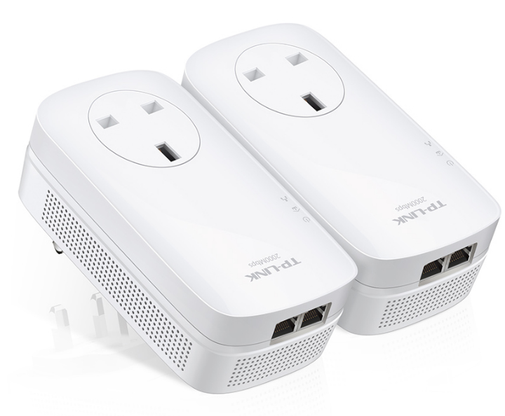 [TL-PA9020P KIT] TL-PA9020P KIT TP-Link  AV2000 2-Port Gigabit Passthrough Powerline Starter Kit, HomePlug AV2, Up To 2000Mbps, 2X2 MIMO With Beamforming, Plug and Play