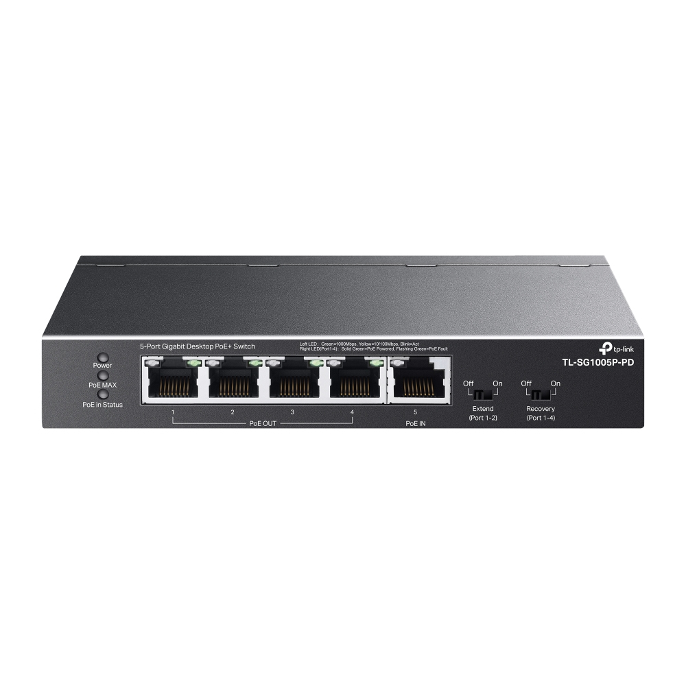 [TL-SG1005P-PD] TL-SG1005P-PD TP-Link  5-Port Gigabit Desktop PoE+ Switch with 1-Port PoE++ In and 4-Port PoE+Out