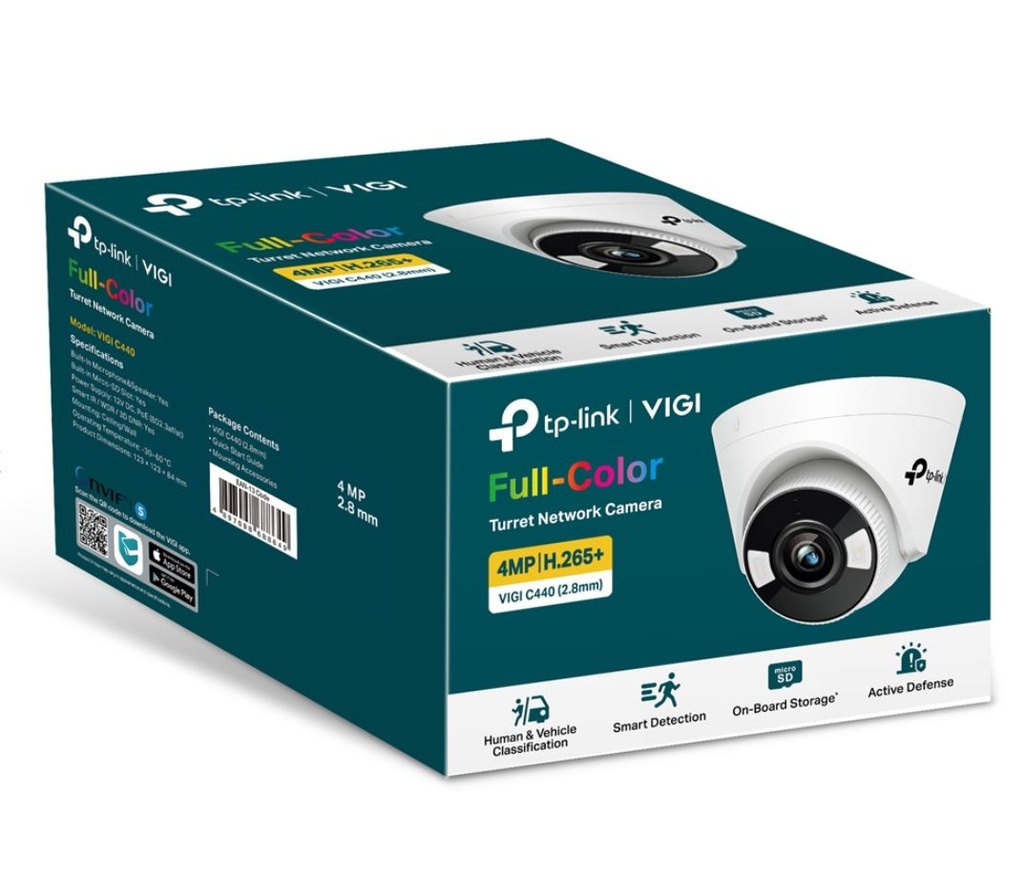 [VIGI C450(2.8mm)] VIGI C450(2.8mm) TP-Link VIGI 5MP C450(2.8mm)  Full-Colour Turret Network Camera 2.8mm Lens, Smart Detection, 2YW