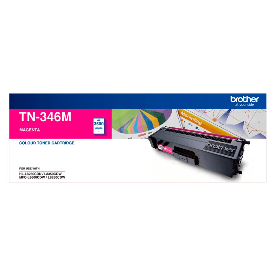 [4977766734004] 4977766734004 Brother TN-346M Colour Laser Toner- High Yield Magenta- HL-L8250CDN/8350CDW MFC-L8600CDW/L8850CDW - 3500Pages