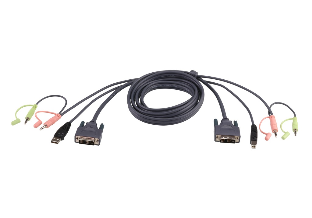 [4710423774865] 4710423774865 Aten KVM Cable 3m with DVI-D (Single Link) USB  Audio to DVI-D (Single Link), USB  Audio (LS)