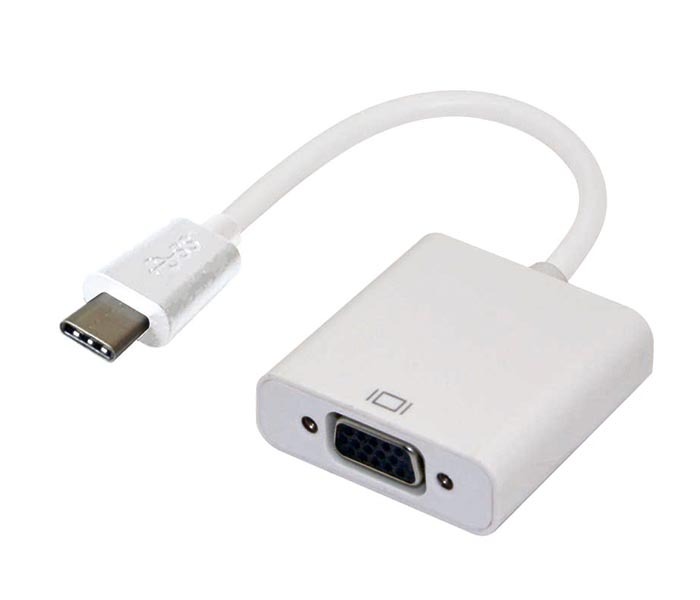[9320422518534] 9320422518534 Astrotek Thunderbolt USB 3.1 Type C (USB-C) to VGA Adapter Converter Male to Female for Apple Macbook Chromebook Pixel White
