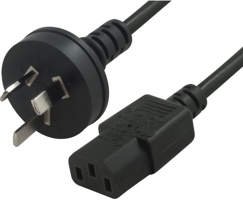 9318674177616 Hypertec AU Power Cable 2m - Male Wall 240v PC to Power Socket 3pin to IEC 320-C13 for Notebook/ AC Adapter Black AU Certified Retail Pack