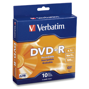 [23942951001] 23942951001 Verbatim DVD-R 4.7GB 10Pk Spindle 16x
