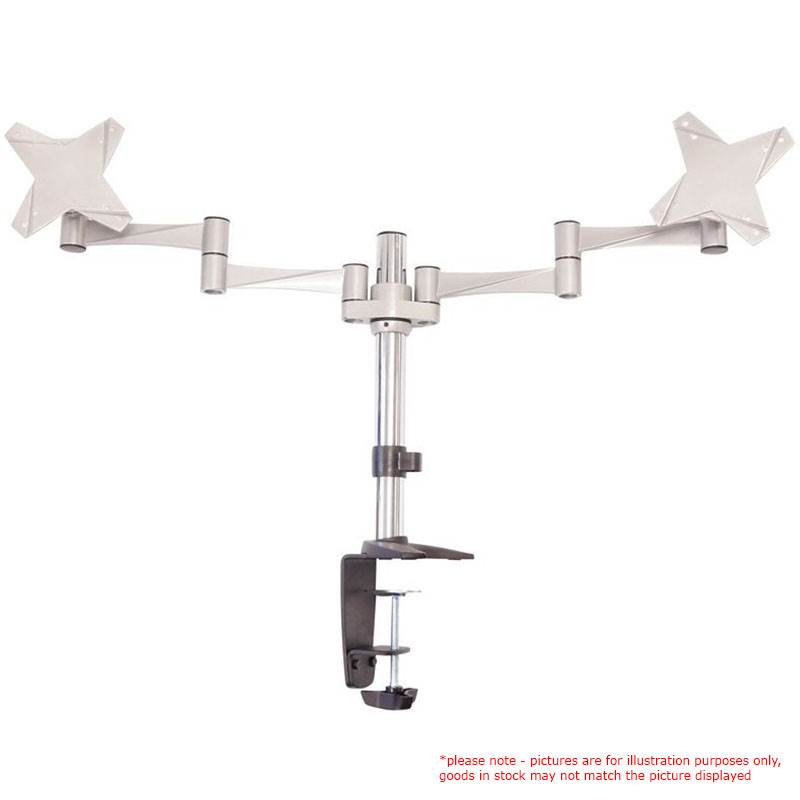 [9320301002789] 9320301002789 Astrotek Dual Monitor Arm Desk Mount Height Adjustable Stand for 2x LCD Display 23.8" 24" 27" 8kg 30° Tilt 180° Swivel 360° Pivot VESA 75x75 100x100