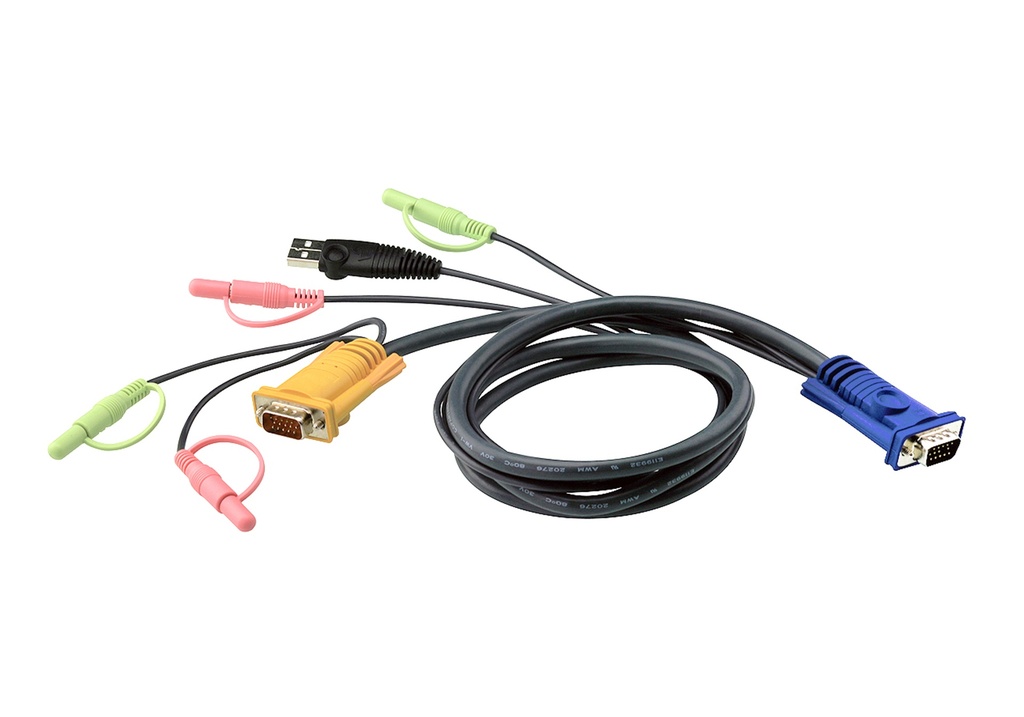 [4710423772502] 4710423772502 Aten KVM Cable 3m with VGA, USB  Audio to 3in1 SPHD  Audio to suit CS173xB, CS173xA, CS175x (LS)