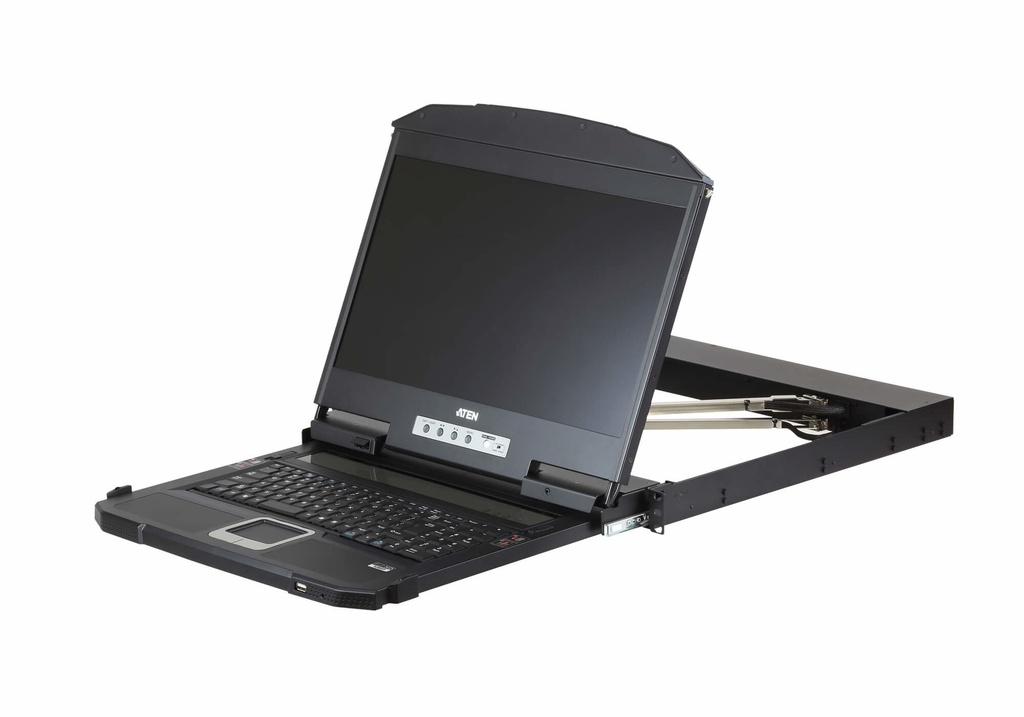 [4719264646430] 4719264646430 Aten Rackmount Dual Rail LCD Console VGA,HDMI,DVI  USB w/ 18.5" LCD Display, 1x Custom KVM Cable Included, 1920x1080@60hz Display, LED Illumination L