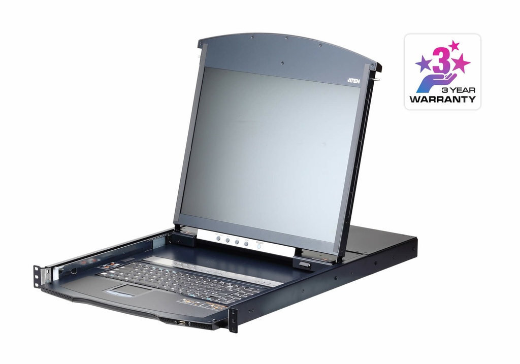 [4719264645297] 4719264645297 Aten 16 Port Dual Rail CAT5 LCD KVM over IP Switch 19" LED-Backlit LCD Monitor, Touchpad PS/2-USB Local/Remote Share Acess, Multi-interface, Rackmount
