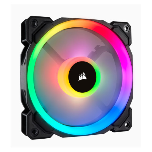 [843591032452] 843591032452 Corsair Light Loop Series, LL140 RGB, 140mm Dual Light Loop RGB LED PWM Fan, 2 Fan Pack with Lighting Node PRO
