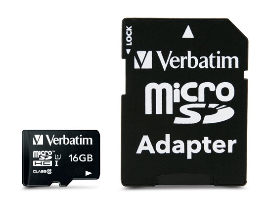 23942440826 Verbatim Micro SDHC 16GB (Class 10) with Adaptor Up to 45MB/Sec 300X read speed