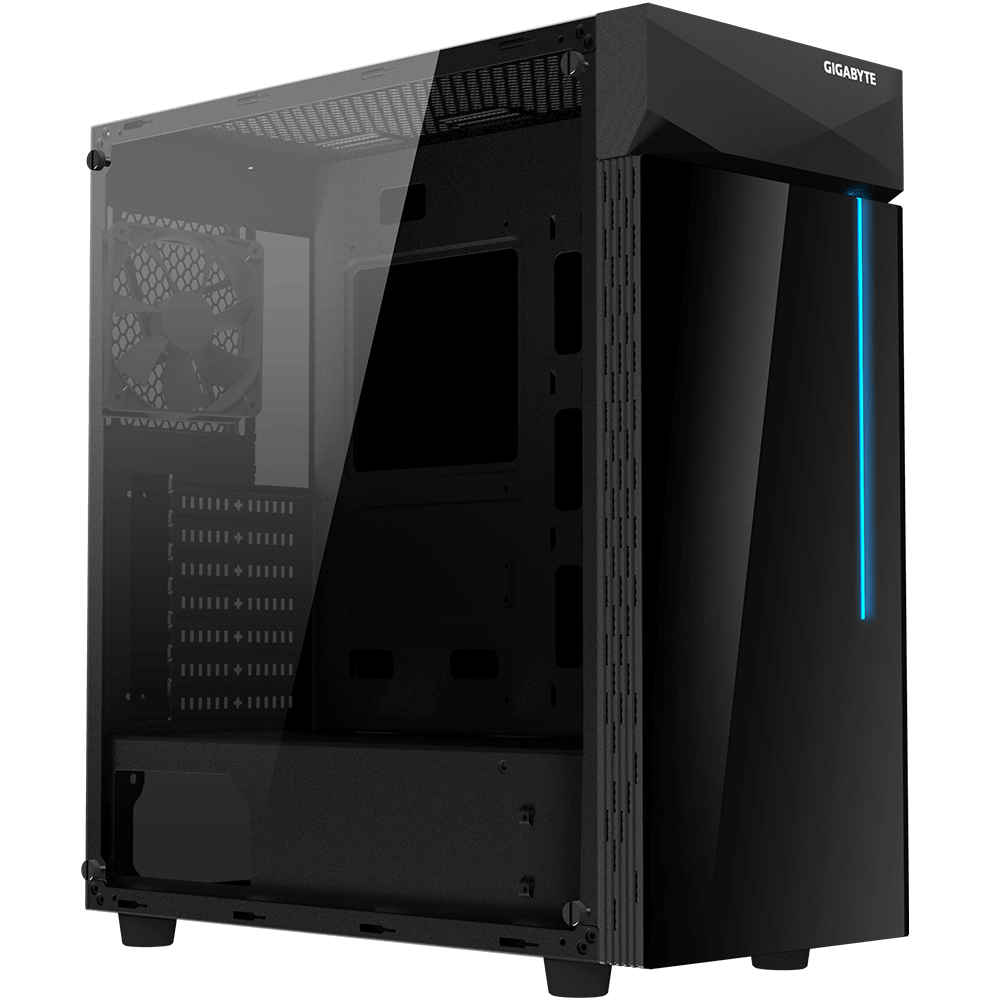 [4719331551247] 4719331551247 Gigabyte C200 RGB Tempered Glass ATX Mid-Tower PC Gaming Case 2x3.5" 2x2.5" 2xUSB3.0 Detachable Dust Filter Liquid Cooling PSU Shroud Design(BLACK)
