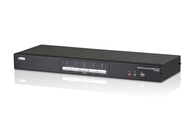 [4710423779686] 4710423779686 Aten Desktop KVMP Switch 4 Port Dual Display DVI Dual Link w/ audio, 2x Custom KVM Cables Included, 2x USB Port, Selection Via Front Panel