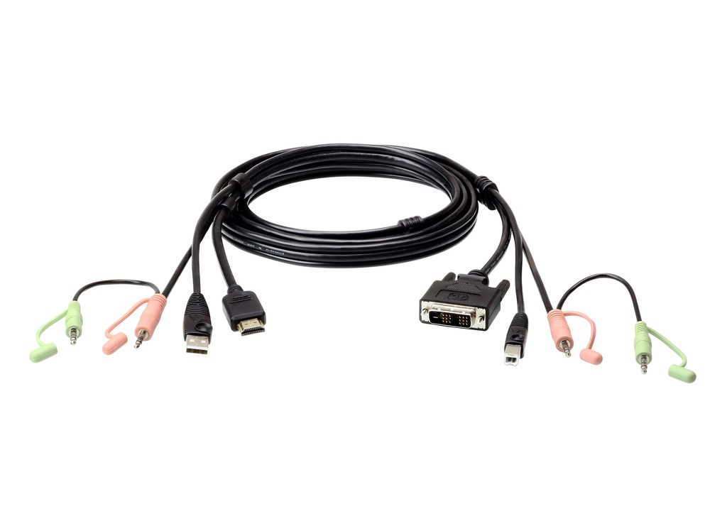 [4719264645648] 4719264645648 Aten KVM Cable 1.8m with HDMI, USB  Audio to DVI-D (Single Link), USB  Audio