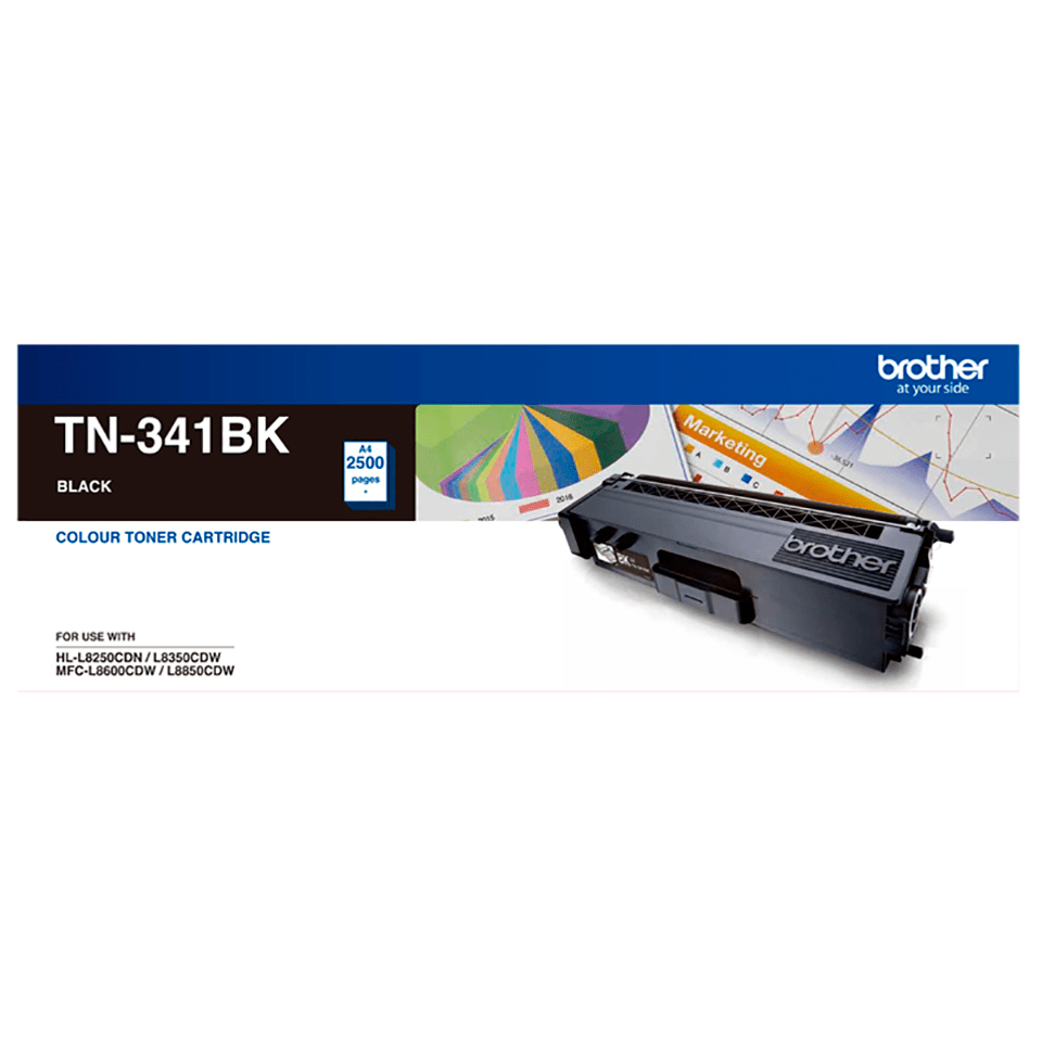 [4977766733946] 4977766733946 Brother TN-341BK Colour Laser-Standard Yield Black Toner to suit HL-L8250CDN/8350CDW MFC-L8600CDW/L8850CDW - 2500Pages