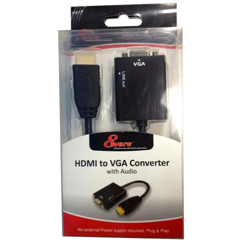 [9341756006504] 9341756006504 8Ware HDMI to VGA 19-pin to 15-pin Male to Female Converter without Power Adapter plus 3.5mm Stereo Audio Out