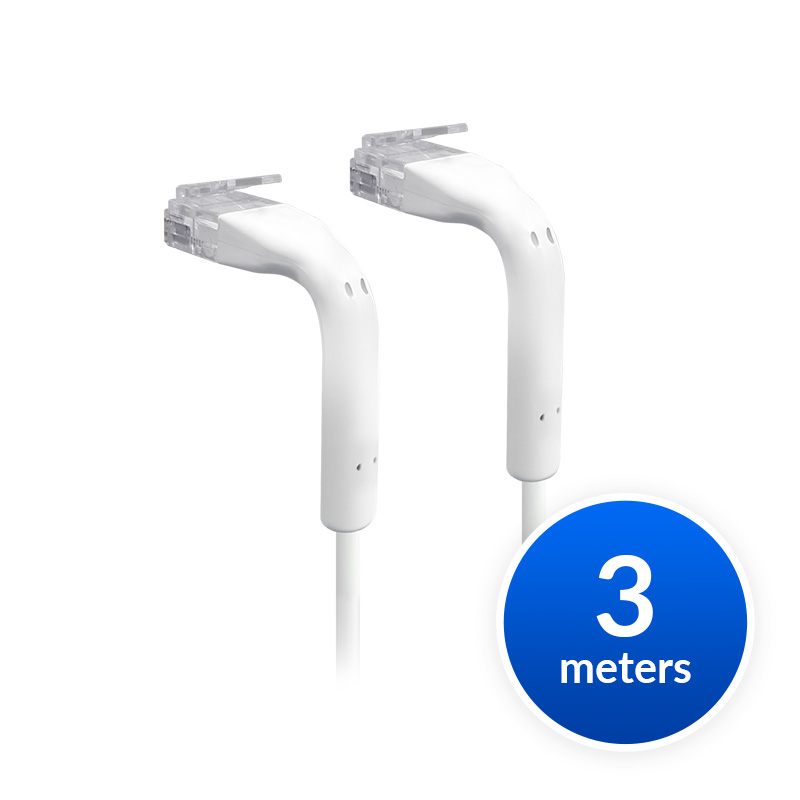 [810010071453] 810010071453 Ubiquiti UniFi Patch Cable Single Unit, 3m, White, End Bendable to 90 Degree, RJ45 Ethernet Cable, Cat6, Ultra-Thin 3mm Diameter, 2Yr Warr