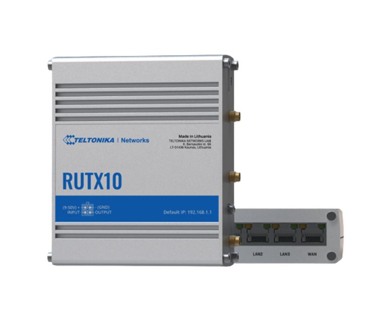 [4779027312453] 4779027312453 Teltonika RUTX10 Professional Ethernet Router, Industrial Ethernet Router/VPN/Firewall (NO-LTE) with Dual Band WiFi 5 802.11ac, PSU included