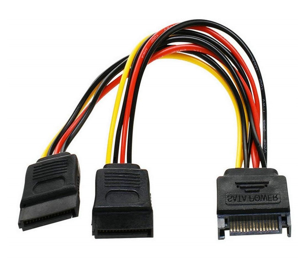 9341756005439 8Ware HDD SATA Power Splitter Y Cable Adapter 15cm 1x 15-pin to 2x 15-pin Male to Female 1 to 2 Extension