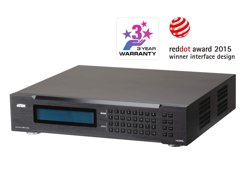 [VM51616H-AT-U] VM51616H-AT-U Aten Professional Matrix 16x16 HDMI Matrix with Scaler, Seamless Switch, control via front-panel pushbuttons