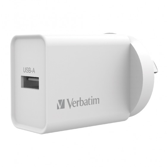 [4895117965900] 4895117965900 Verbatim USB Charger Single Port 2.4A - White Single Port Wall Charger