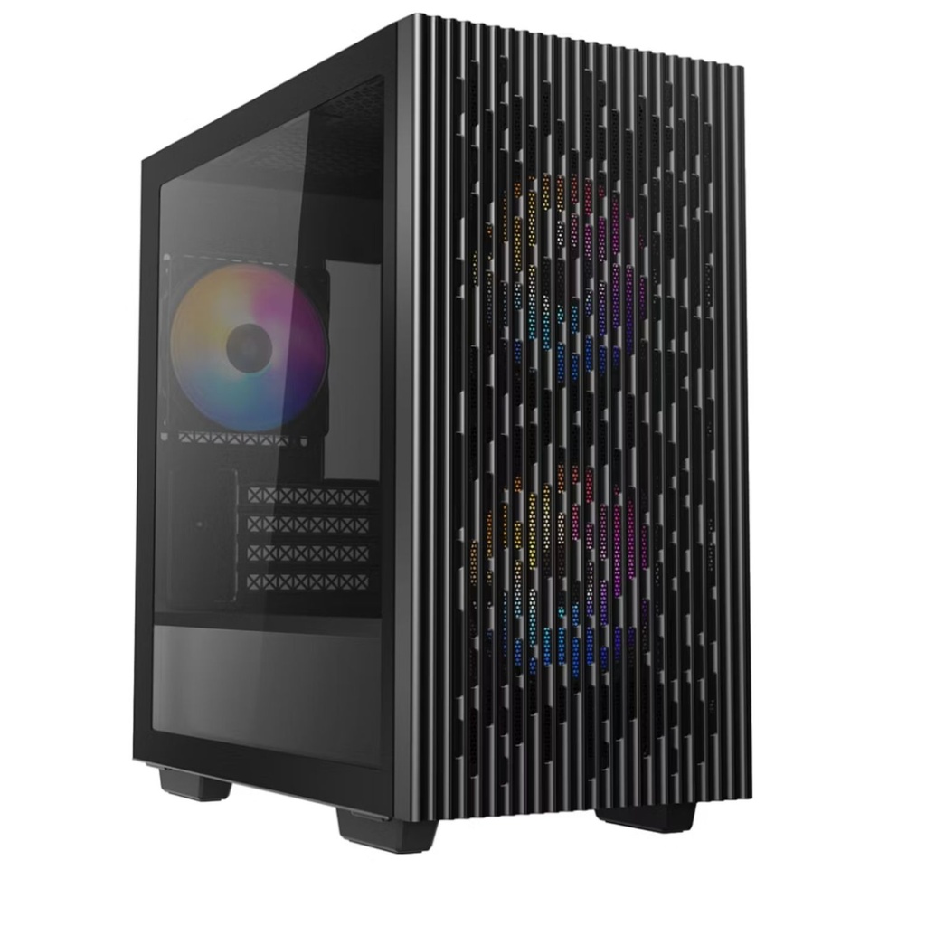[6933412714569] 6933412714569 DeepCool MATREXX 40 FS Micro-ATX Case, 3xTri-Color LED Fans, Tempered Glass Panel, Mesh Top and Front Panel, Better Airflow for Cooling Support