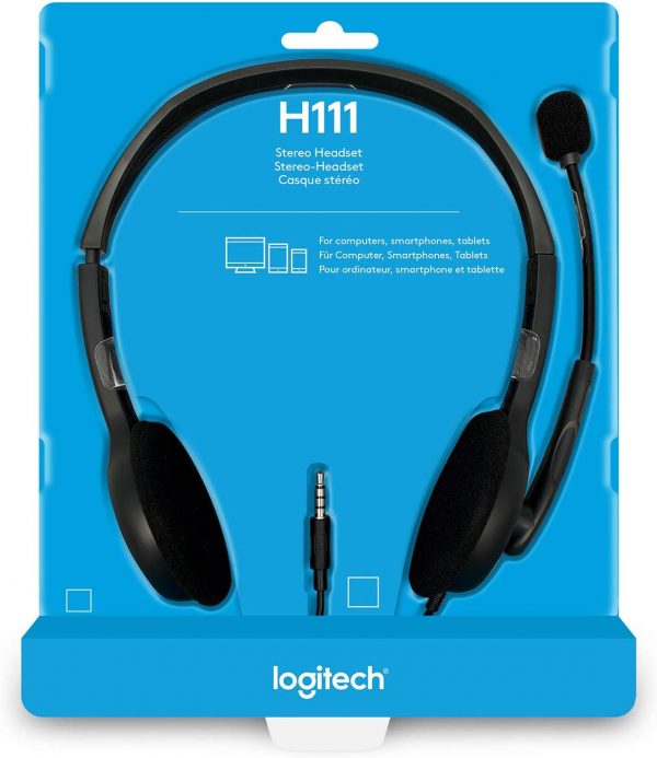 [97855112873] 97855112873 Logitech H111 Strereo Headset (Single 3.5mm Jack) Cable length: 7.71 ft (2.35 m)  2-Year Limited Hardware Warranty