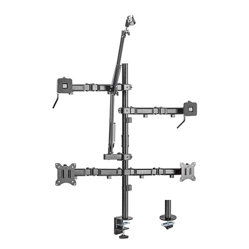 [6956745164610] 6956745164610 Brateck Dual-Monitor All-in-One Studio Setup Desktop Mount Fit17"-32" Up to 9kg(LS)