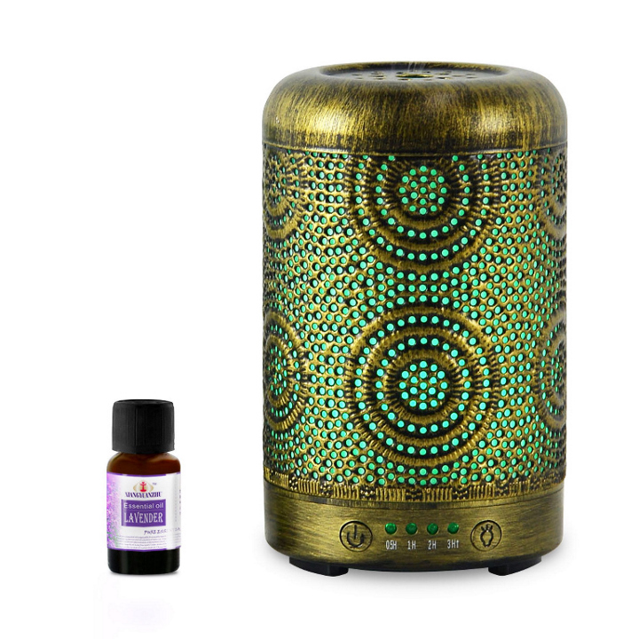 [9346396002534] 9346396002534 mbeat® activiva Metal Essential Oil and Aroma Diffuser-Vintage Gold -100ml Color changing mode: 7 colour LED Product weight: 0.26 kg