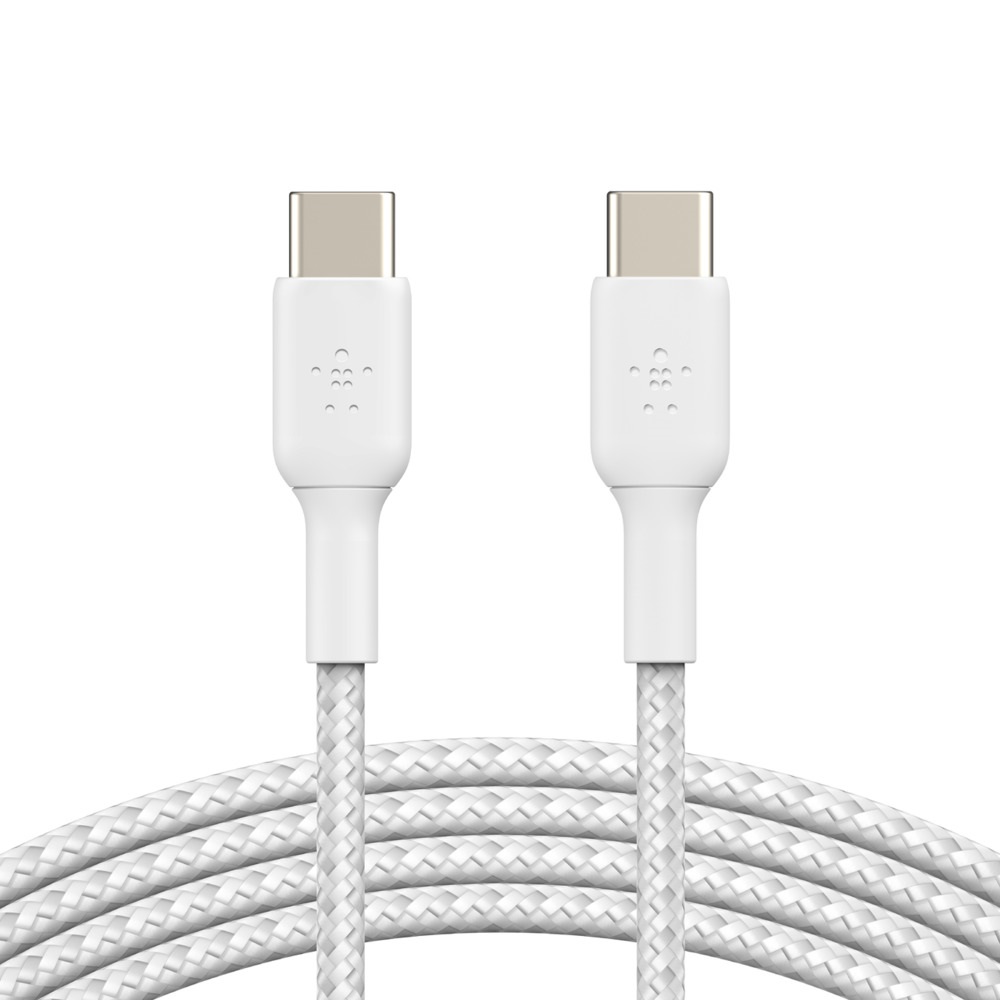[745883788286] 745883788286 Belkin BoostCharge Braided USB-C to USB-C Cable (1m/3.3ft) -White (CAB004bt1MWH), 480Mbps,10K+ bend,Samsung Galaxy,iPad,MacBook,Google,OPPO,Nokia,2YR