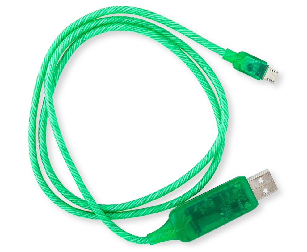 [9341756016275] 9341756016275 Astrotek 1m LED Light Up Visible Flowing Micro USB Charger Data Cable Green Charging Cord for Samsung LG Android Mobile Phone