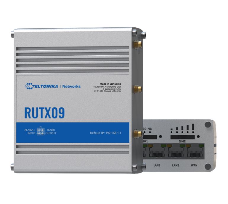 [4779027312460] 4779027312460 Teltonika RUTX09 Industrial Cellular Router, 4G LTE CAT 6, Dual SIM, Instant LTE Failover, Gigabit Ethernet, PSU included
