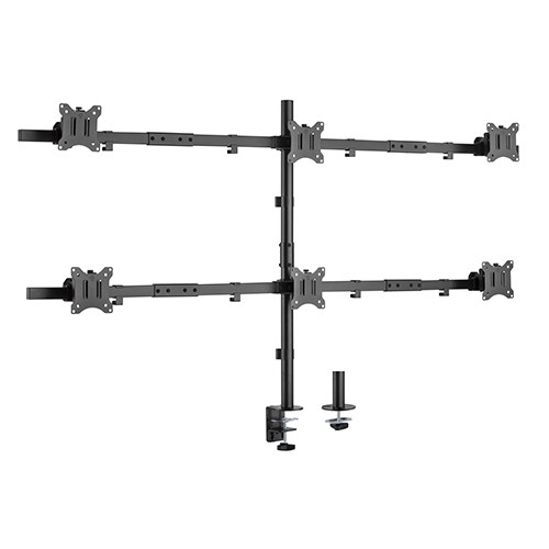6956745164030 Brateck Pole Mount Six-Screen Monitor Mount Fit Most 17"-32" Monitors, Up to 7kg per screen VESA 75x75/100x100 (LS)